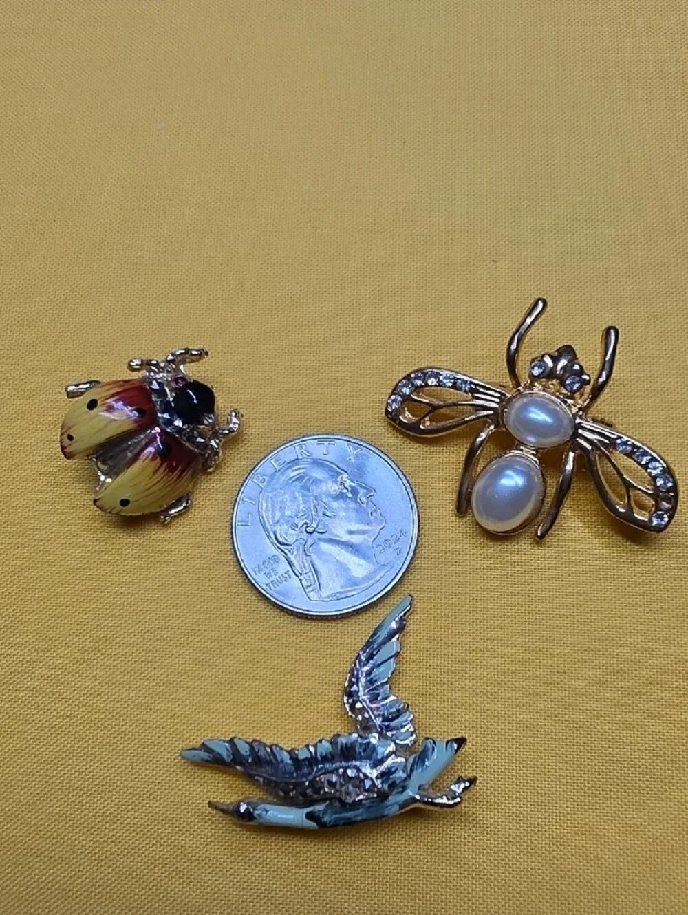 Vintage Wildlife Brooch Lot (7pcs) - Panther, Tiger, Swan, Bee, Birds & Insects